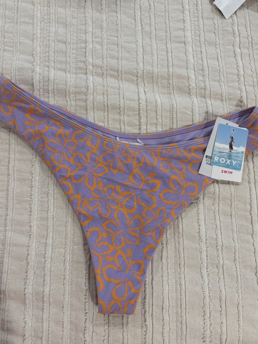 NWT Roxy Floral Ribbed Bikini Bottom — Lavender & Orange